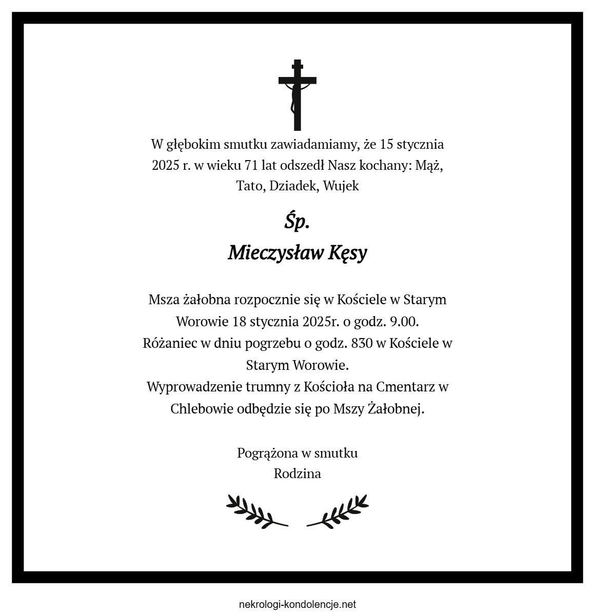 Nekrolog - Mieczysław Kęsy Nekrolog - Mieczysław Kęsy